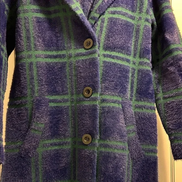 NVLT Anthropologie Blue and Green Plaid Women’s Coat, Size Small - Picture 3 of 7